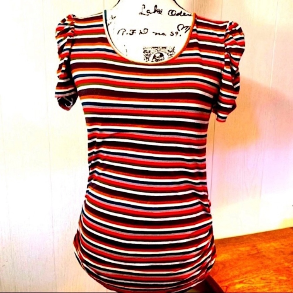 Pois Italy Shades of Brown Gray Red Striped Shirt